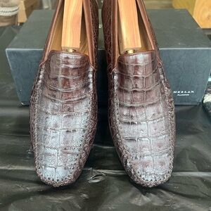 Mezlan Men's Rich Brown Crocodile Slip-Ons